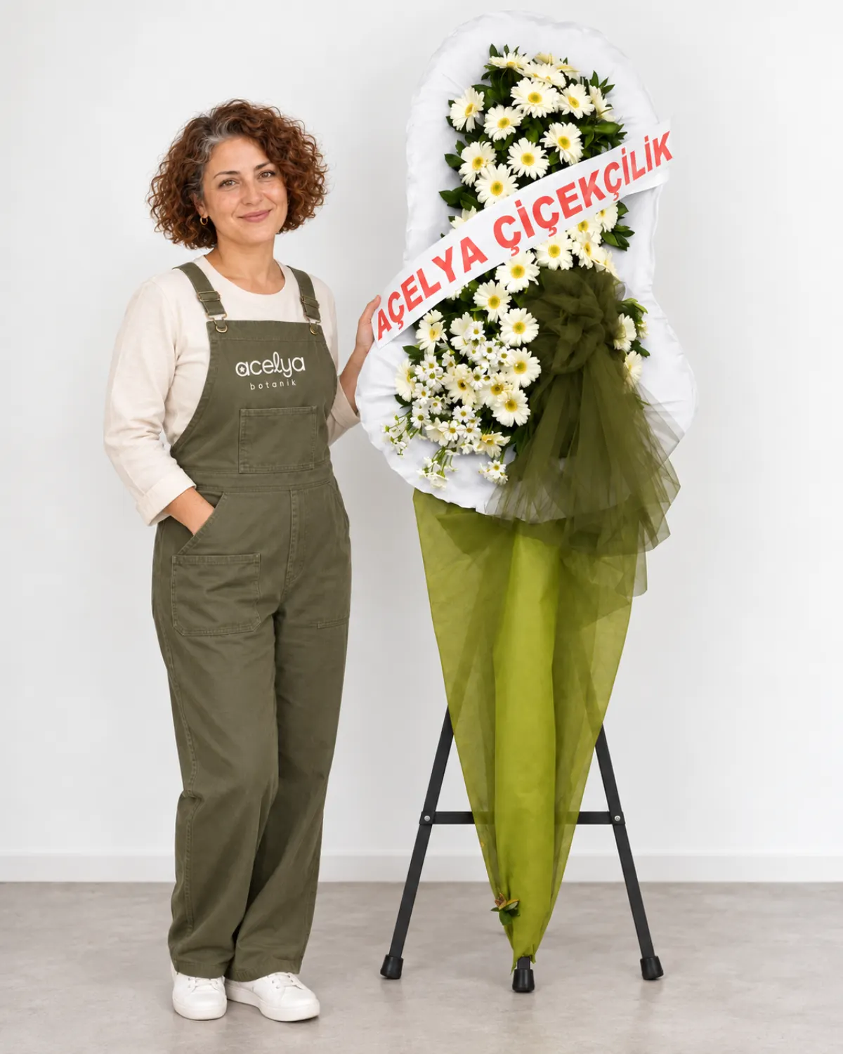 Beyaz Gerberalı Düğün&Açılış İçin Çelenk 1