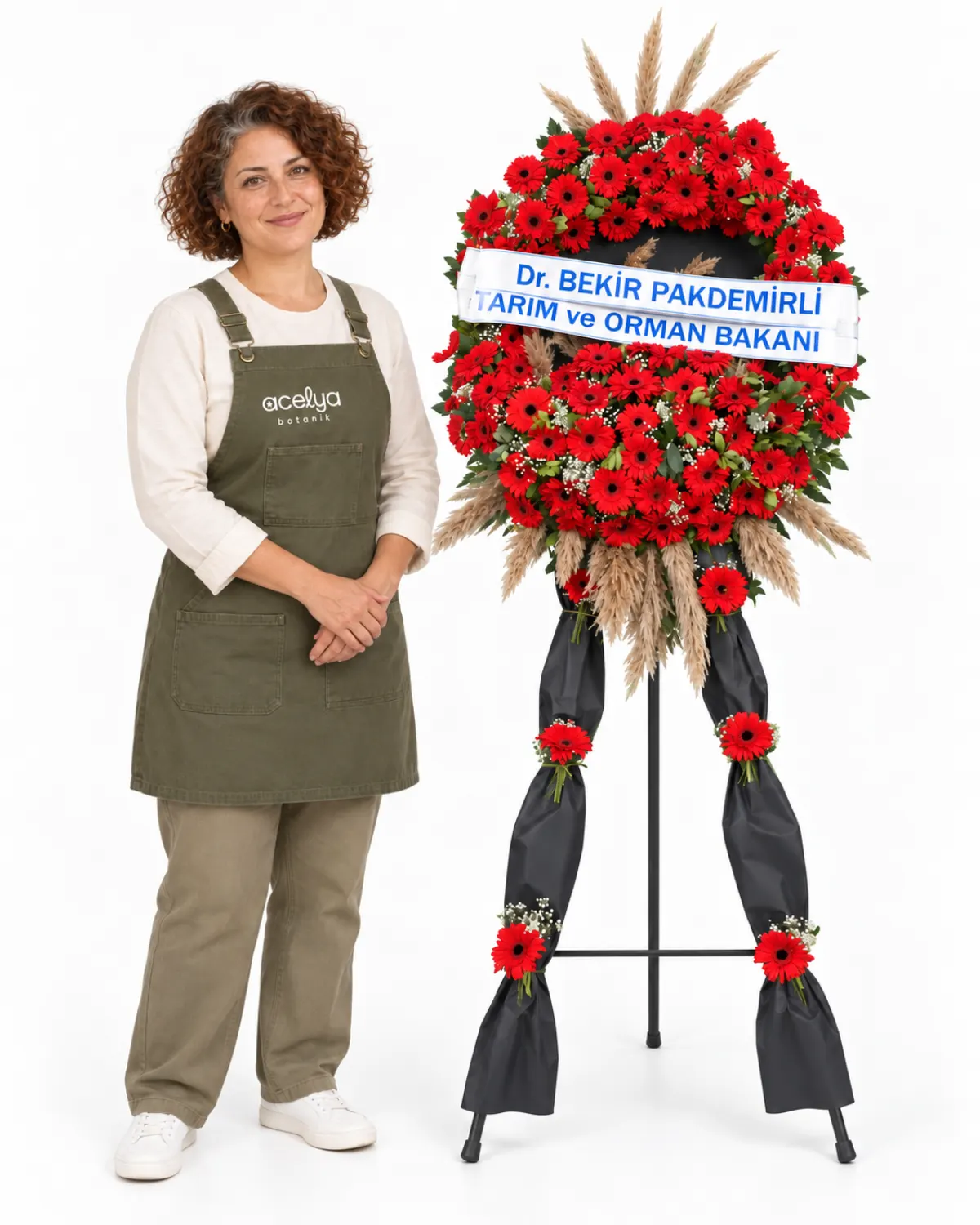Kırmızı Gerberalı Cenaze Çelengi 1