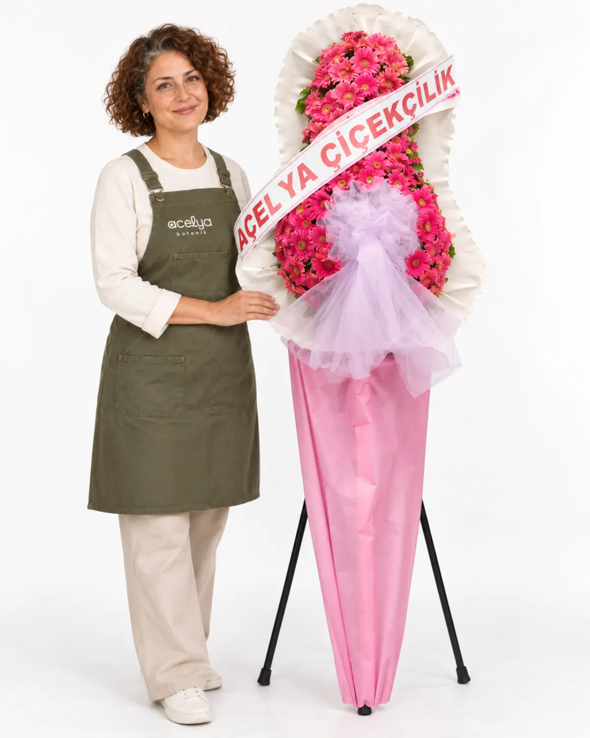 Pembe Gerberalı Düğün&amp;Açılış İçin Çelenk 1