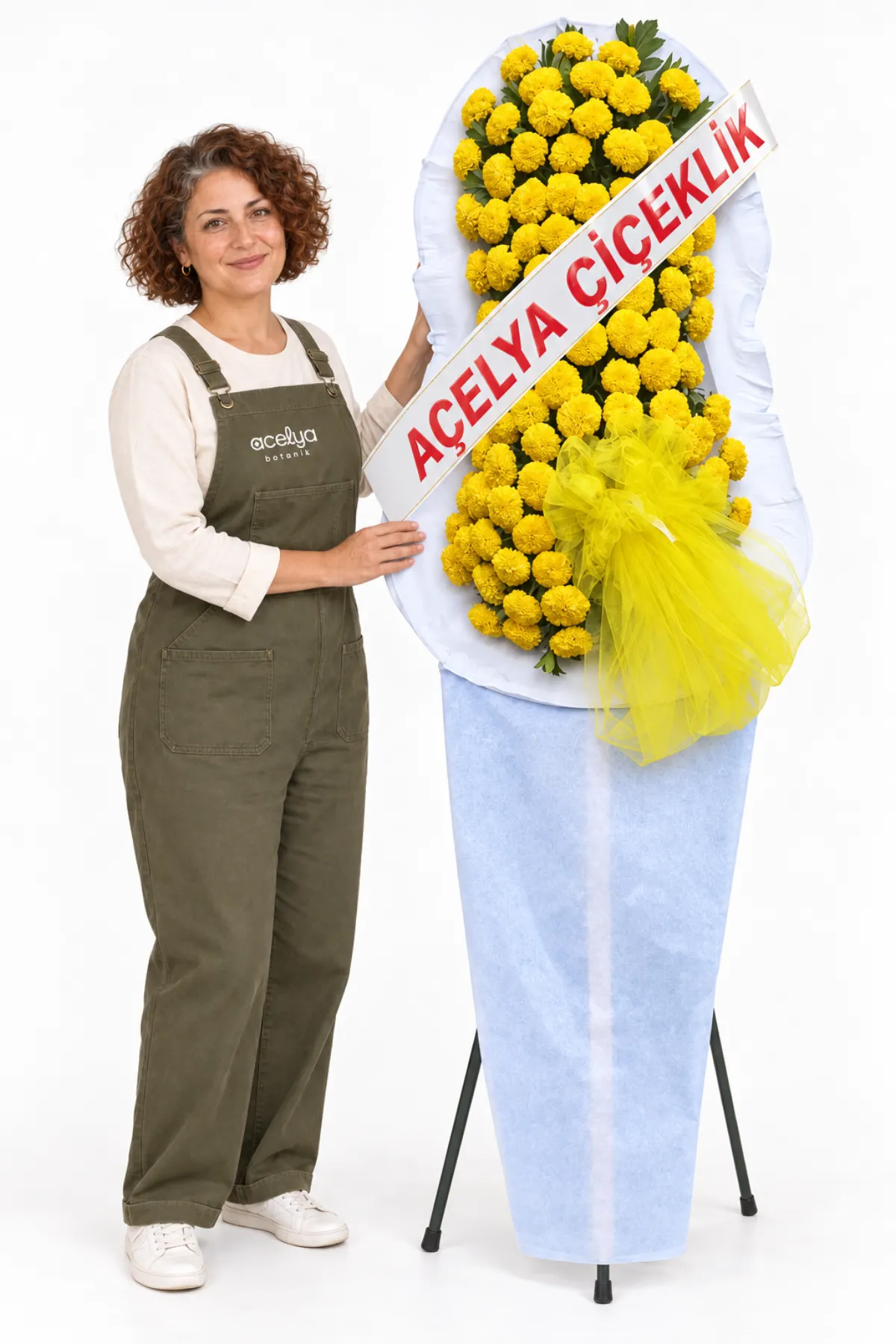 Sarı Cinyalı Düğün&amp;Açılış İçin Çelenk 1